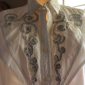 Vintage At Last Fancy Western Blouse Sequins Flashy Lg